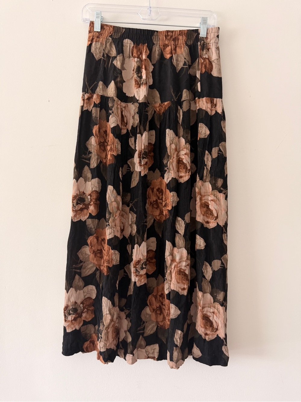 VTG Carole Little Tiered Maxi Skirt Floral Print Sz 8 Fall Boho Y2K